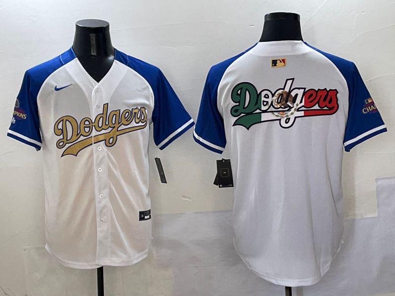 Men Los Angeles Dodgers Blank White Blue Gold Game Nike 2025 MLB Jersey style 4298->youth mlb jersey->Youth Jersey
